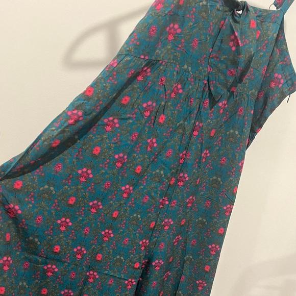 Natural Life Pattie Tie-Front Jumpsuit Teal Pink Birder XL - Picture 5 of 6